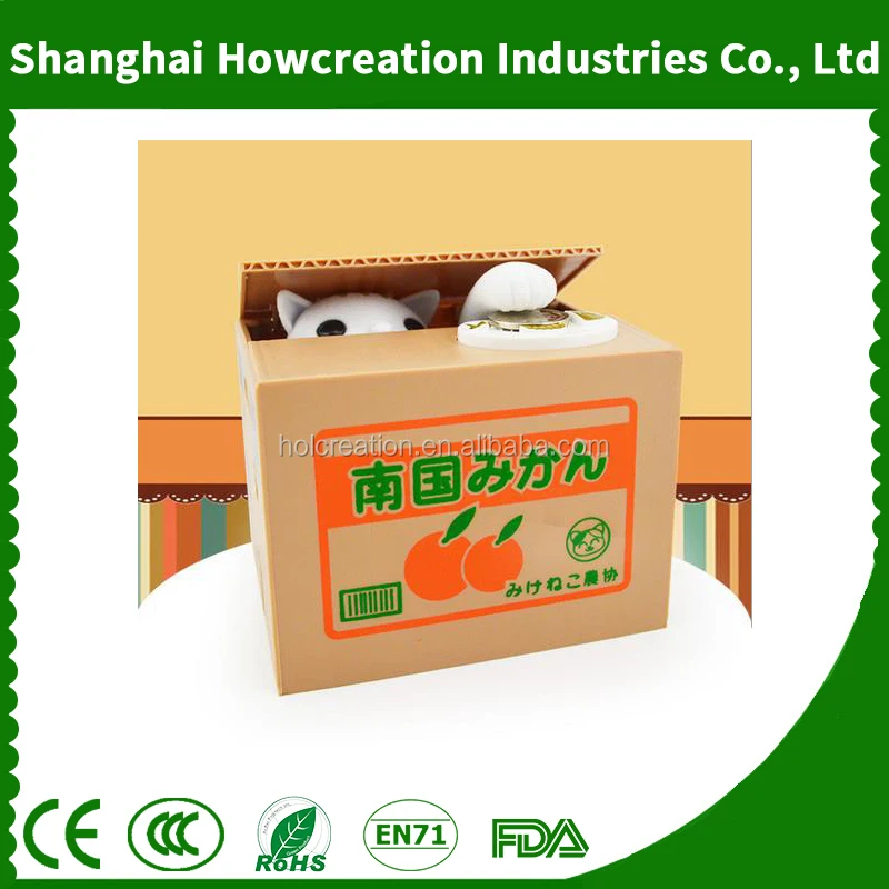 Automated White Kitty Cat Steal Coin Money Box Piggy Bank Kids Gift Money Bank