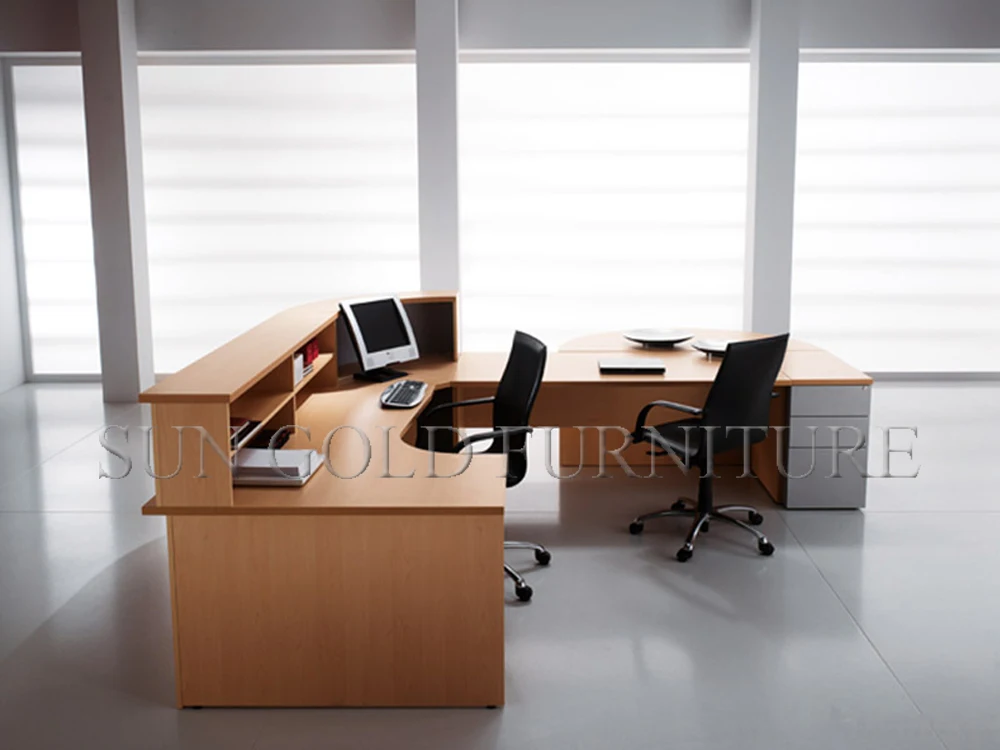 Modern wooden cashier office used reception desk