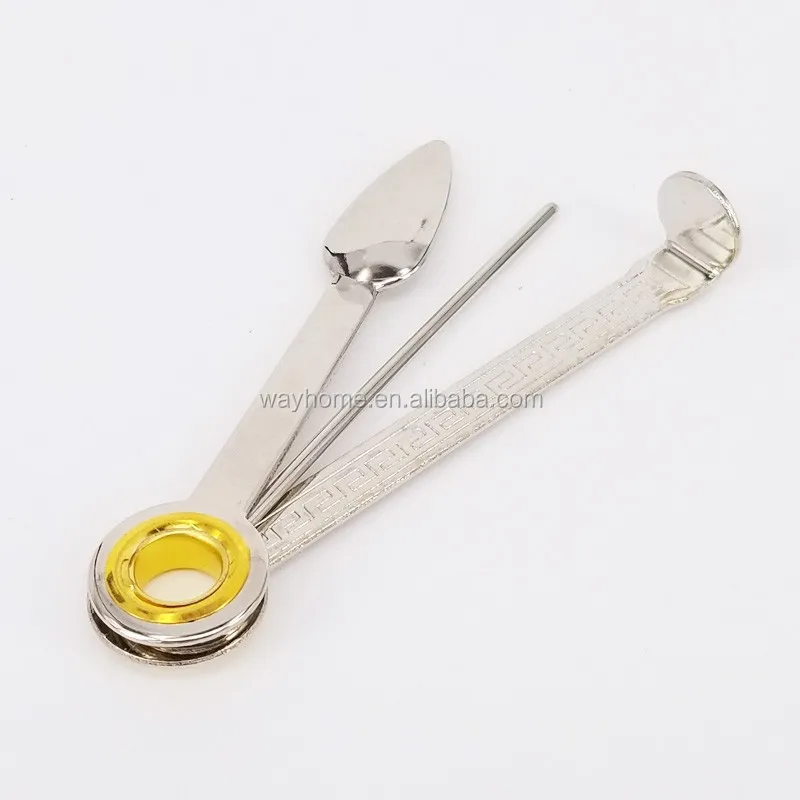 3-in-1 Tobacco Smoking Pipe Cleaning Tool Tamper Pick Spoon Reamer with leather pouch TK-019CZ