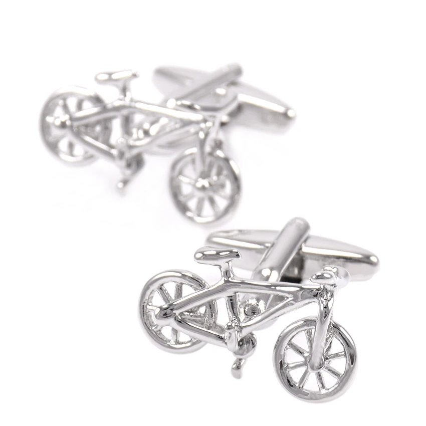 wholesale supplier silver color men design bicycle shape cufflinks