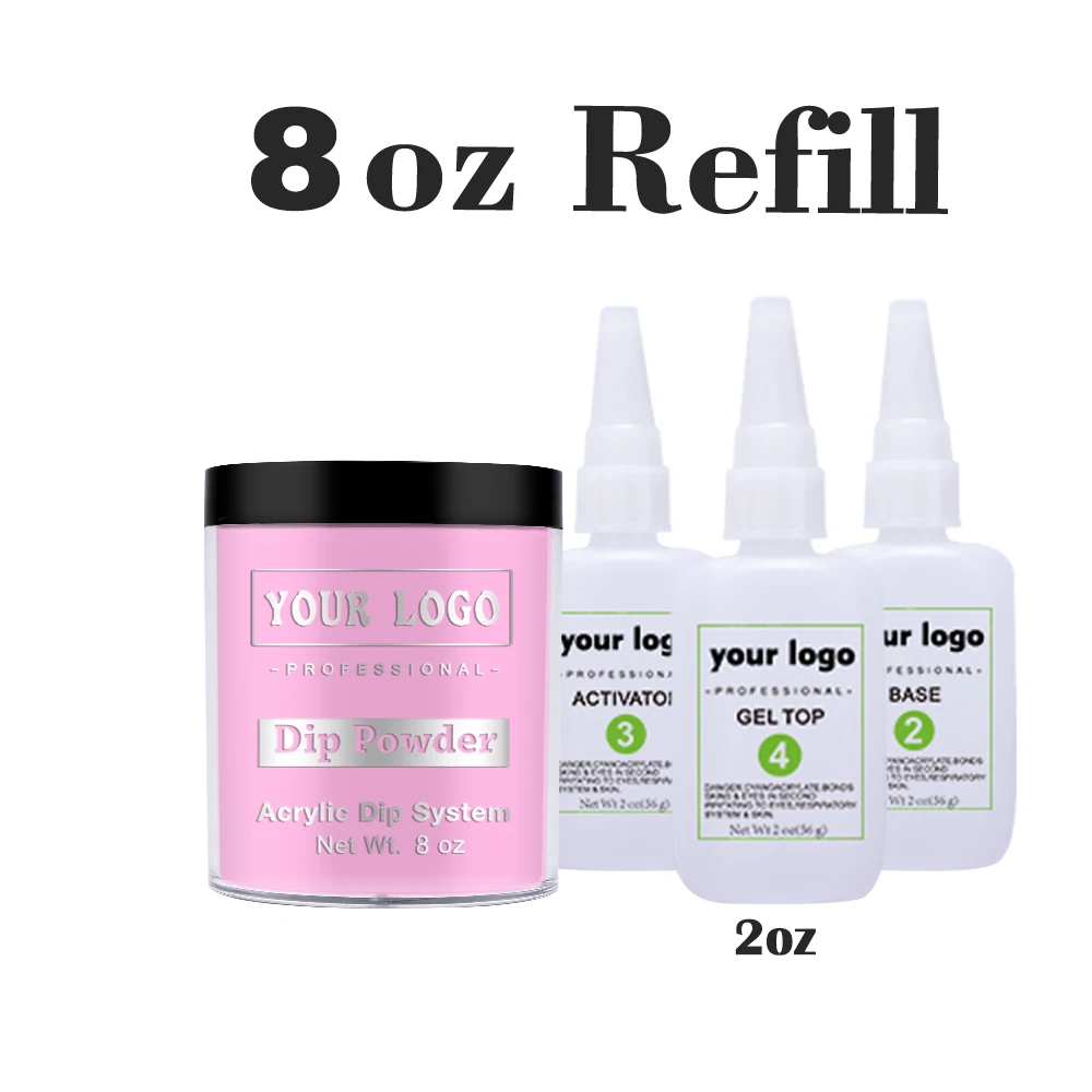 8 OZ Dipping Powder Refill and 2oz Nail Glue Liquid Acrylic for Nail Dipping System