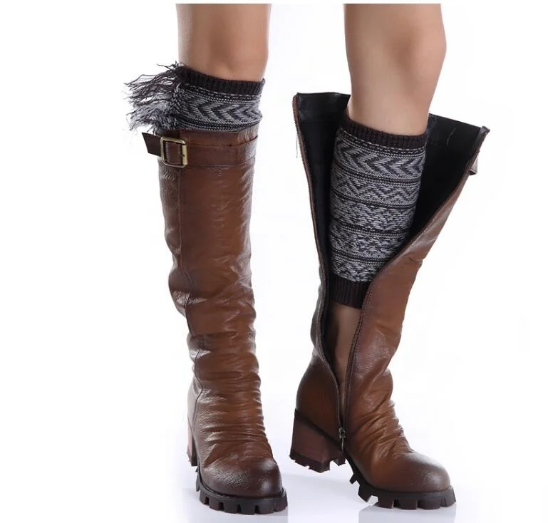 New Stretch lace boot socks knee high socks ruffled lace boot socks for women mid calf