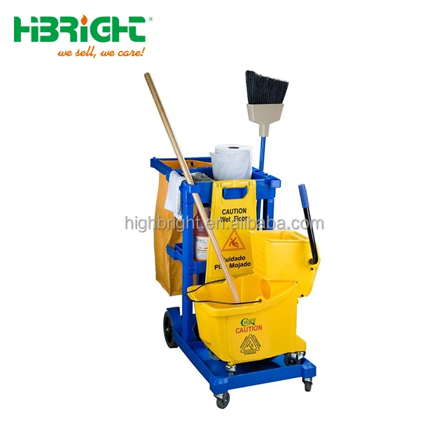 plastic housekeeping cleaning cart