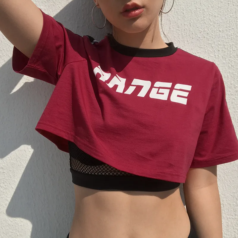 Hip Hop Dancer Short T Shirt Sexy Night Club Wear Jazz Dance Short Sleeve Ladies Sport Tops