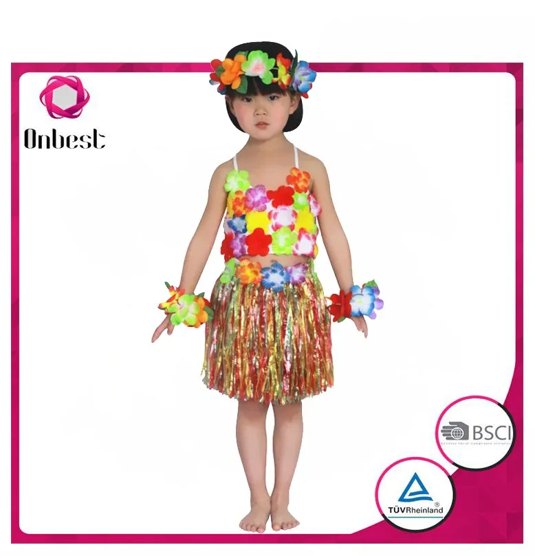 Hawaii flower raffia hula dance skirt costume for sale