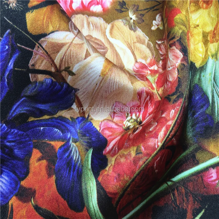 Цифровая Печать Атласная китайская шелковая ткань