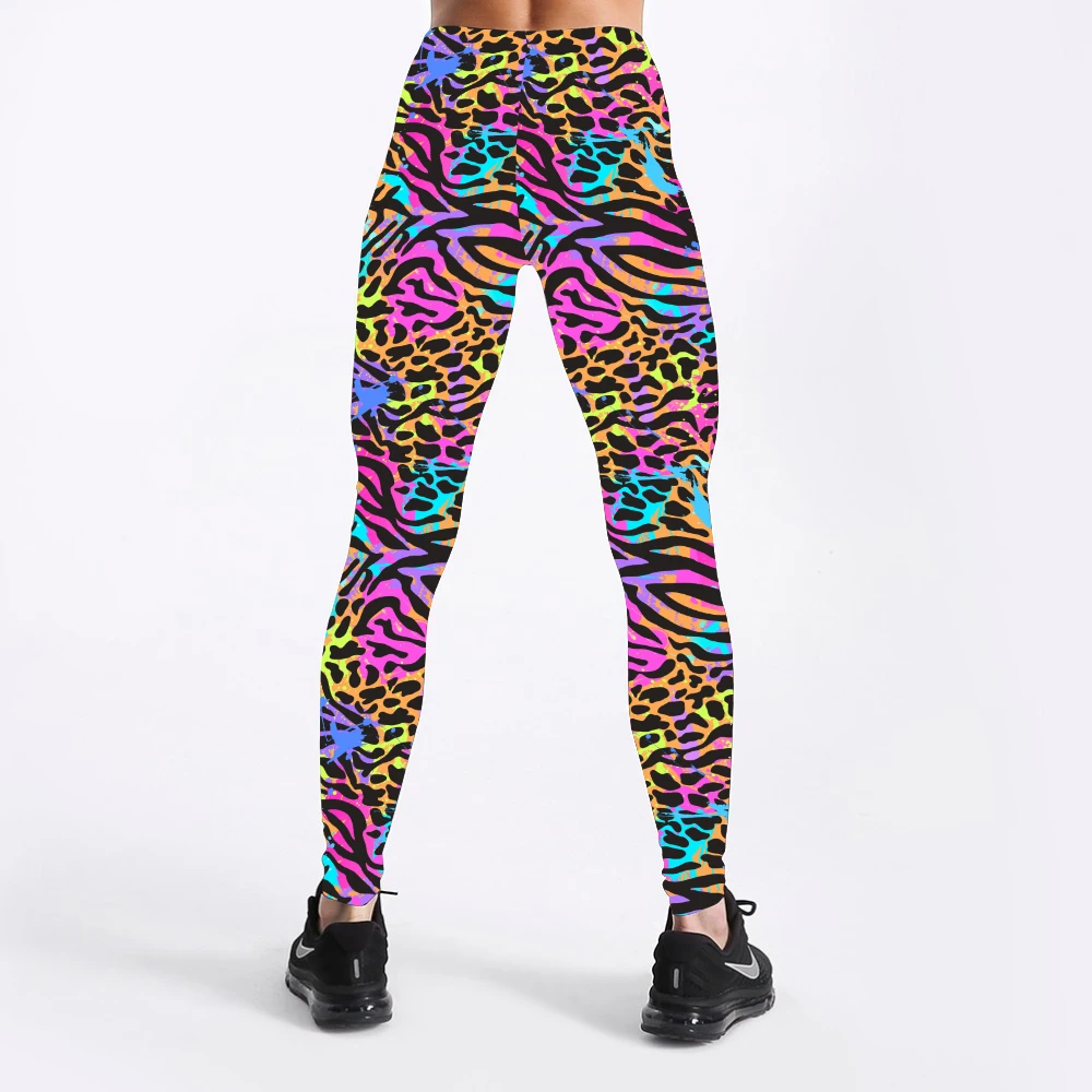 Wholesale OEM Colorful Leopard Leggings 92% Polyester 8% Spandex Double Brushed Milk Silk 3D Printed Plain Leggings