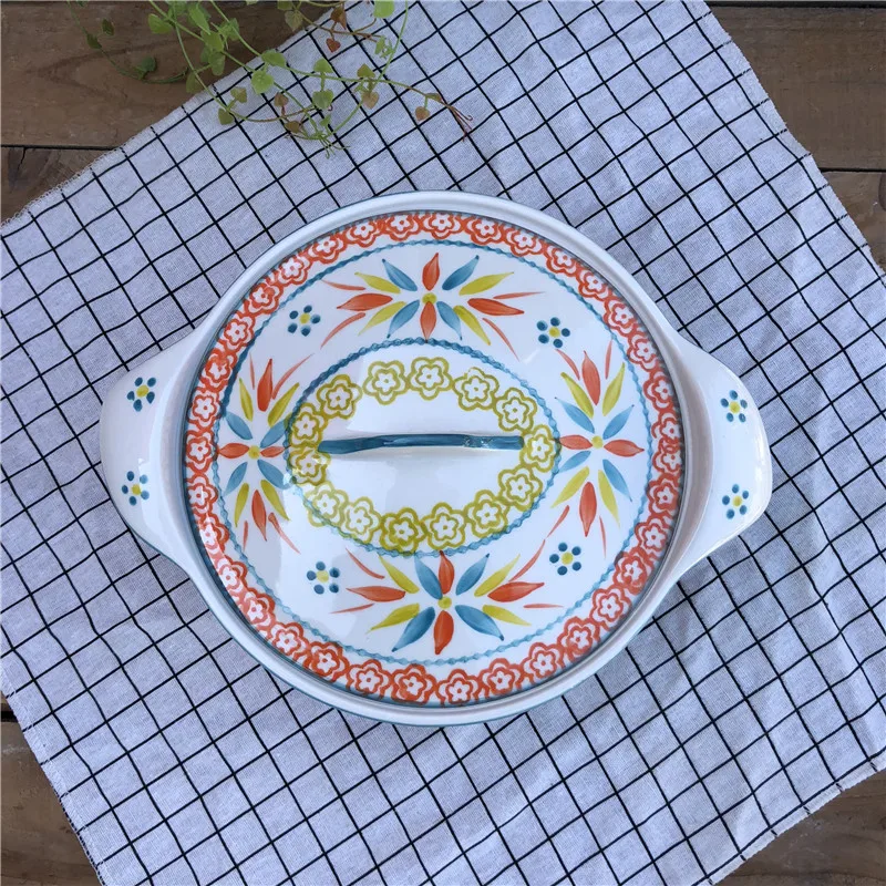 
wholesale beautiful pattern soup tureen with two handle 
