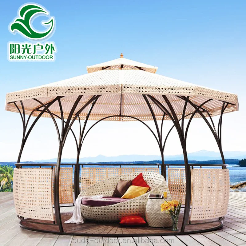 Высококачественная китайская круглая Шестигранная беседка для сада из кованого железа