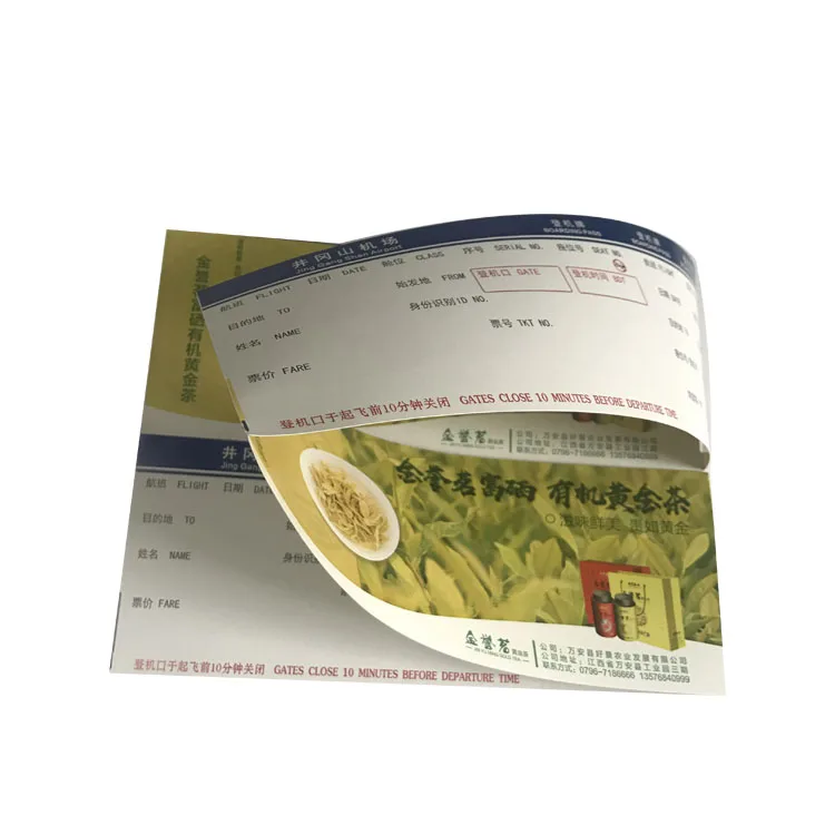 
Coated paper thermal paper boarding pass airline ticket printing 