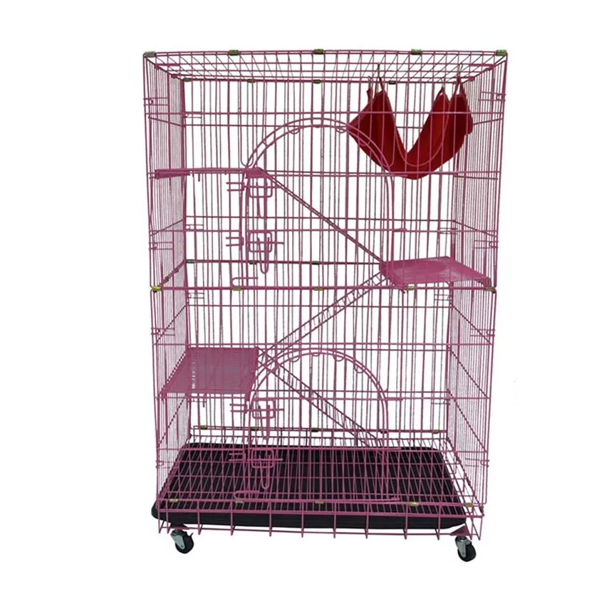 Manufacturer pet supplier crate foldable pink wire mesh pet store cat cages