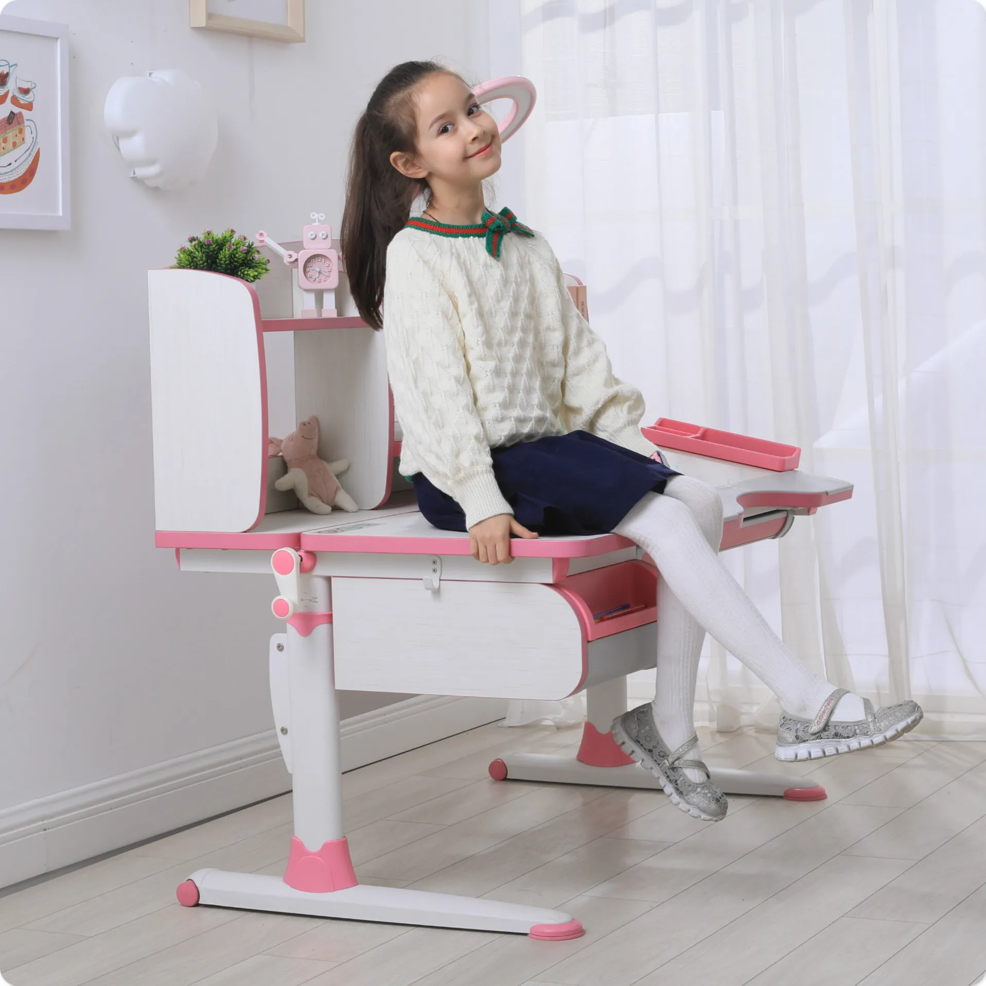 
Kid Srite Learning Desk And Chair For Children School Student Reading Writing Adjustable Drawing Table 