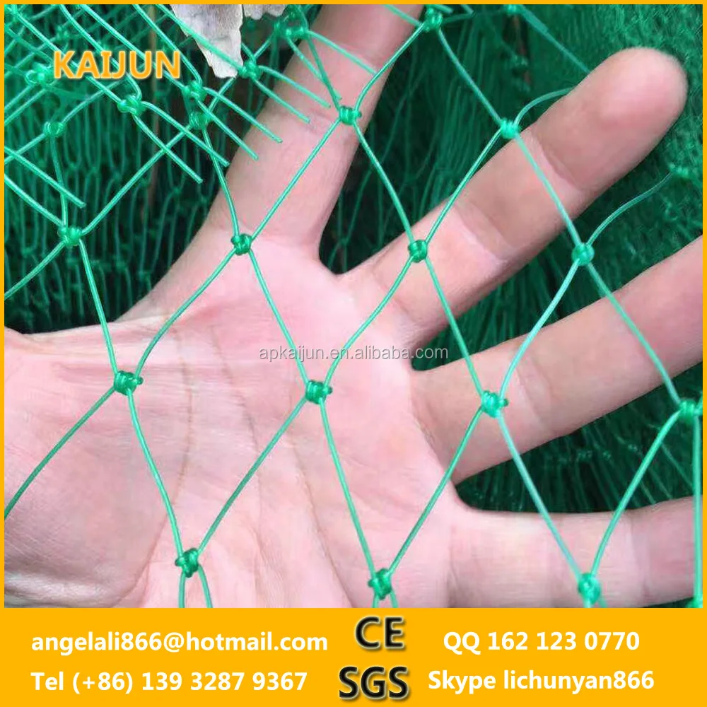 100%virgin HDPE green knotless netting , knotless bird nets