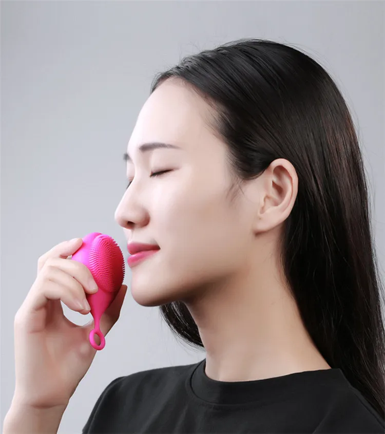 
2 in 1 face ultrasonic machine electric silicone cleansing facial brush 