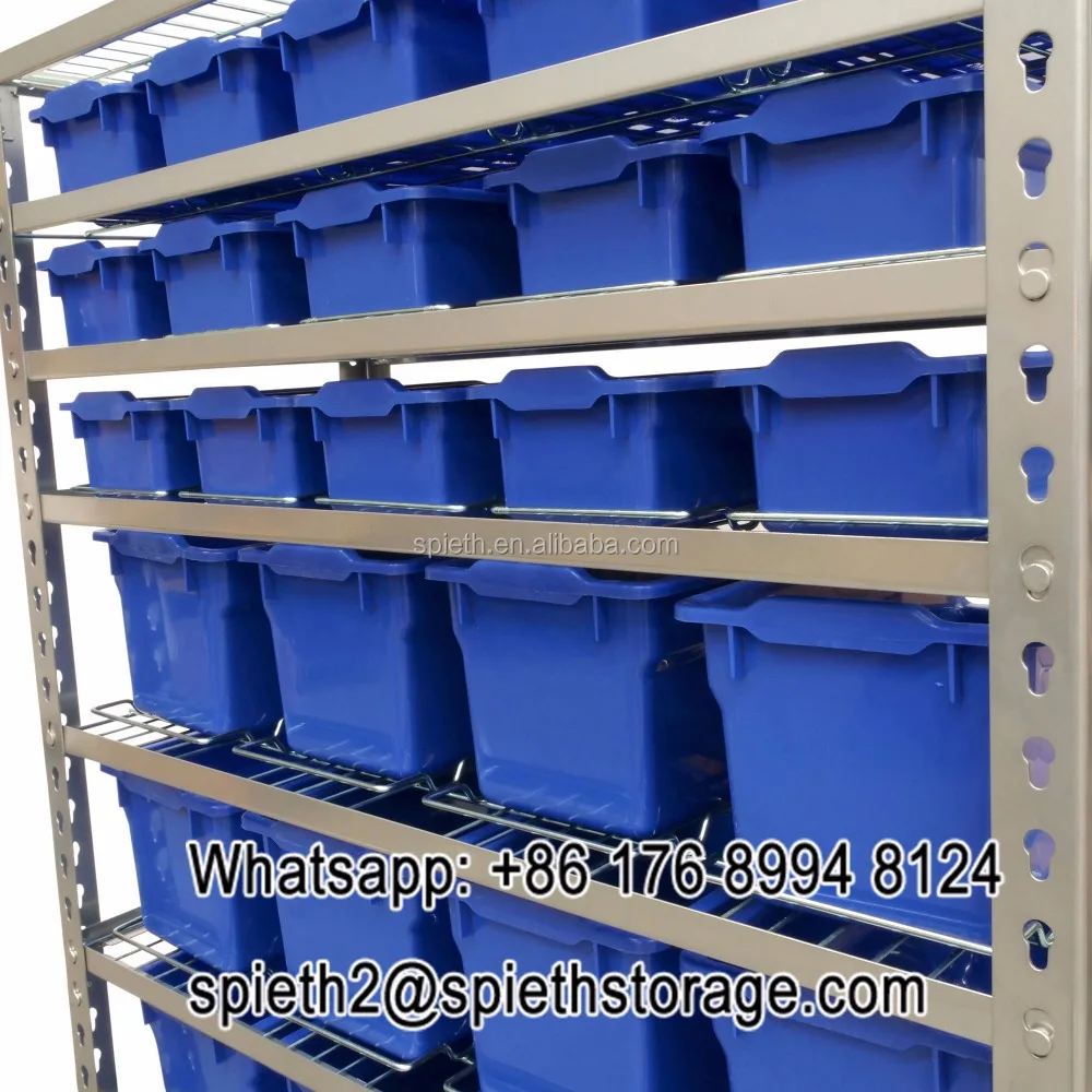 Office boltless shelving plastic storage bin rack