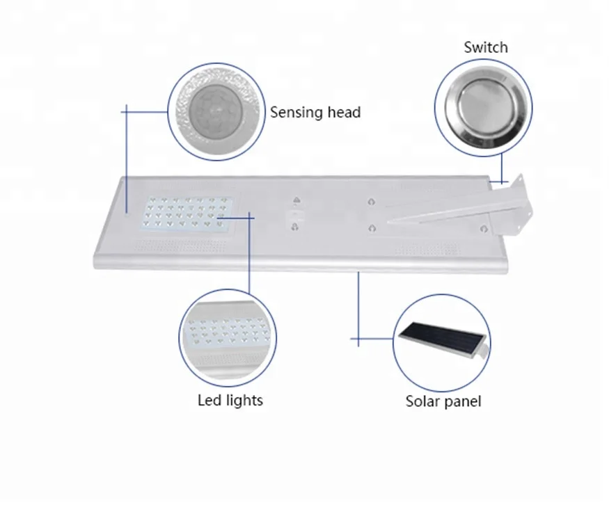
12 volts 24 volts Warm White 30w all-in-one led solar street light 
