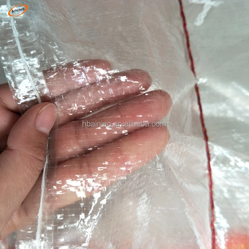 transparent pp woven sacks / pure polypropylene rice bag / plastic packaging bags