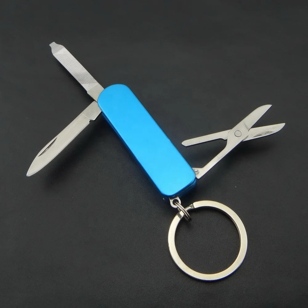 Portable Keychain Nail Clippers Nail File Pocket Knife with Scissors 5 Stainless Steel Folding Functions Accessories for Travel