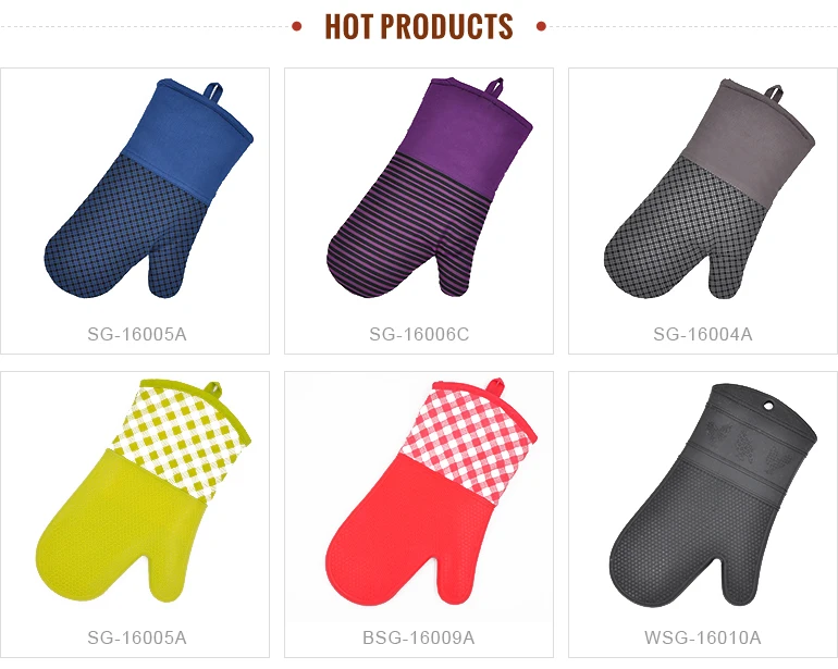 
Heat-resistant Cotton Silicone Bbq Gloves Oven Gloves Kitchen Cooking Oven Mitts 