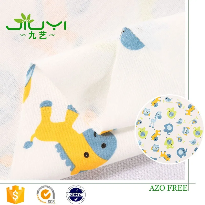 Wholesale 100% cotton interlock cheap custom elephant animal pictures print baby wear fabric