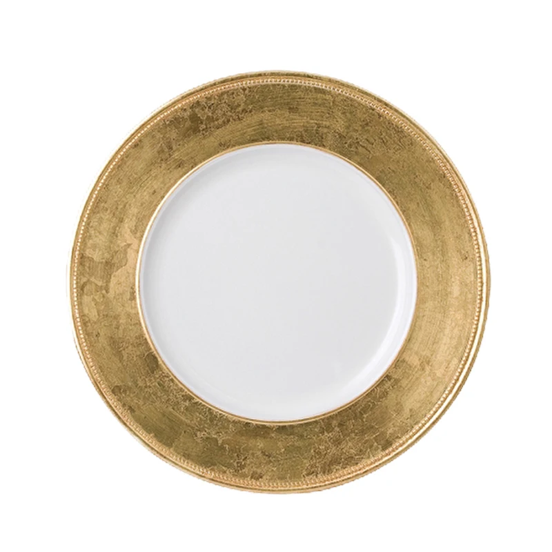 Дешевые свадебные золотые серебряные керамические тарелки для зарядного устройства праздничного банкета