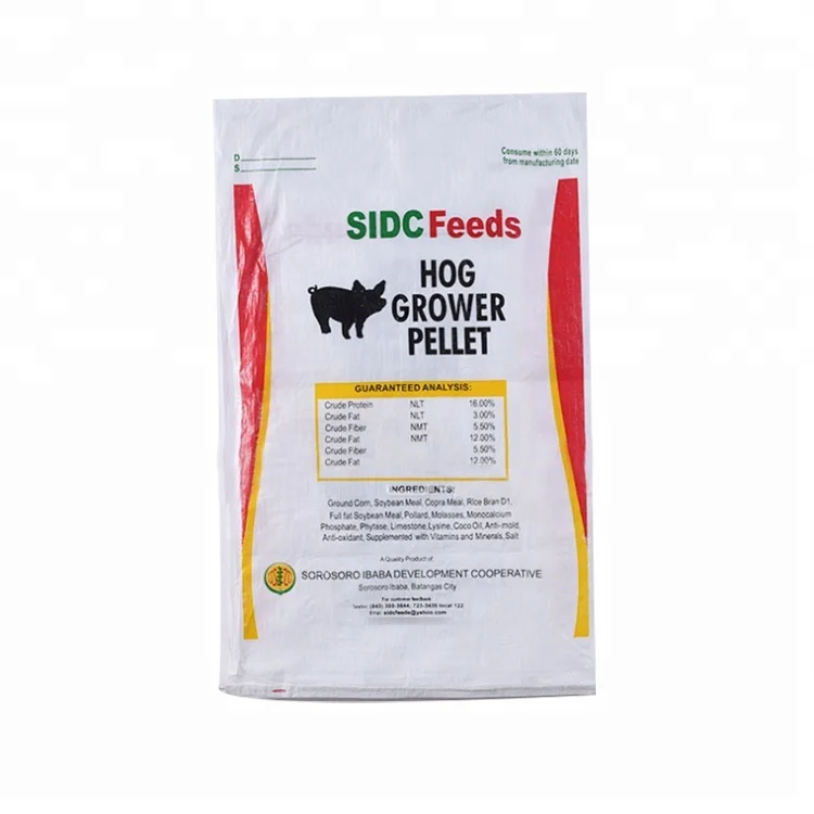 
China Wholesale big packaging hay poultry pet fish shrimp chicken horse Reusable Laminated PP woven feed bag 