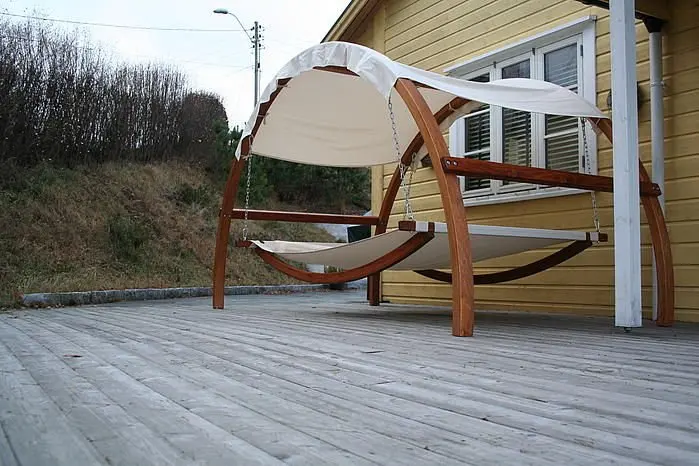 Factory good quality outdoor wood hammock swing chair with stand