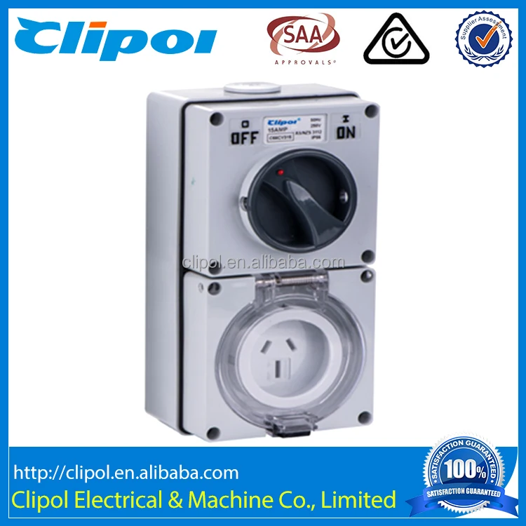 Австралия saa 3-контактный IP56 сочетание электрическая розетка настенный выключатель