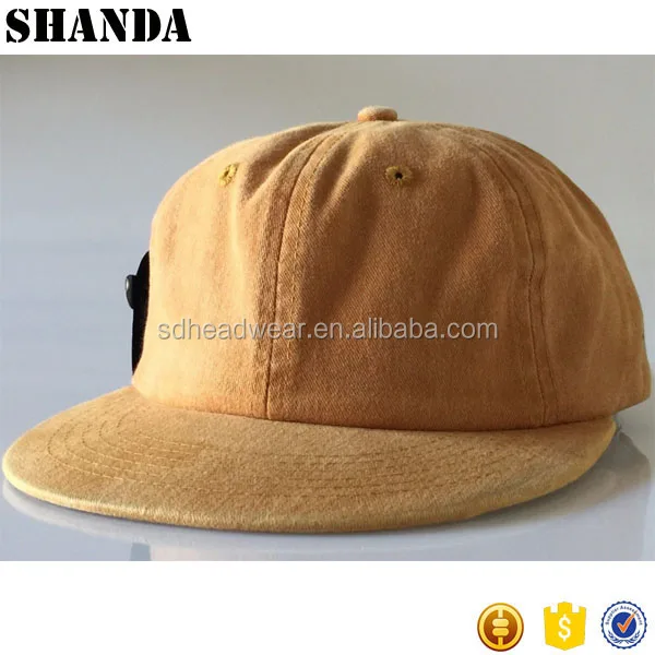 Окрашенная шапка горчичного цвета, неструктурированная шапка с завязками, плоская шапка с 6 завязками, низкопрофильная шапка