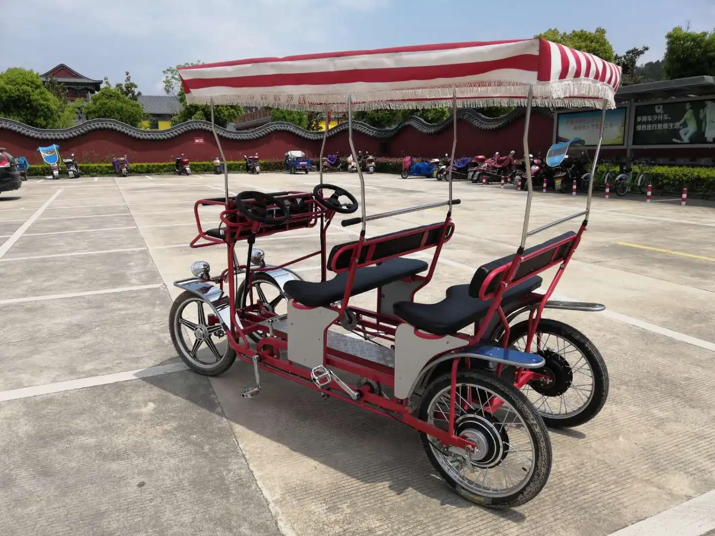 HIGH QUALITY 4SEATER  SURREY BIKE WITH LED LIGHTS QUADRICYCLE TANDEM BIKE