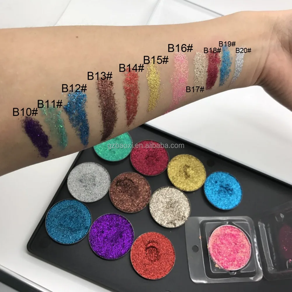 Single pan private label customized logo Metallic Pressed Shimmer Powder glitter eyeshadow