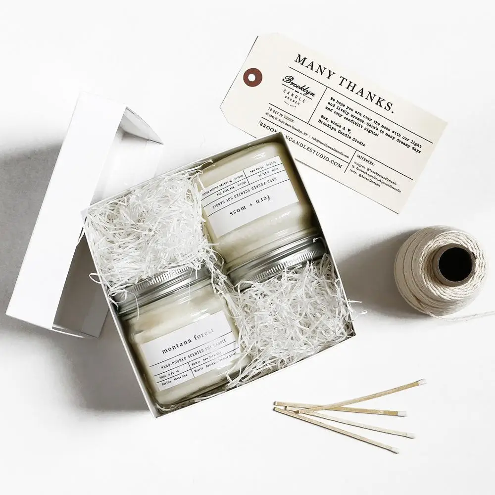 Custom Luxury Clear Glass Candle Set Private Label Smokeless Natural Aromatherapy Soy Wax Candle gift Set