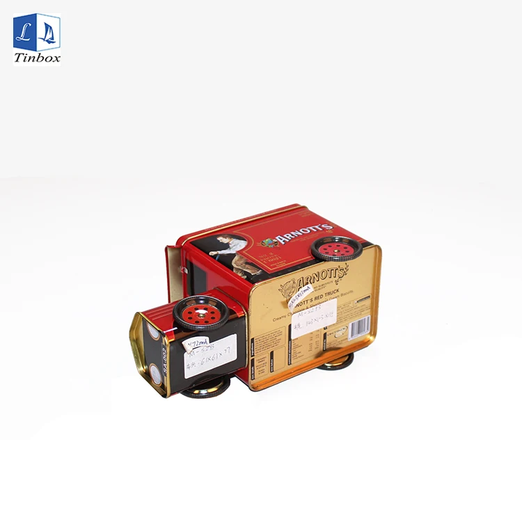 Large tin cans clear lids Toy Truck And Trailer blankodosen Box metal storage cage