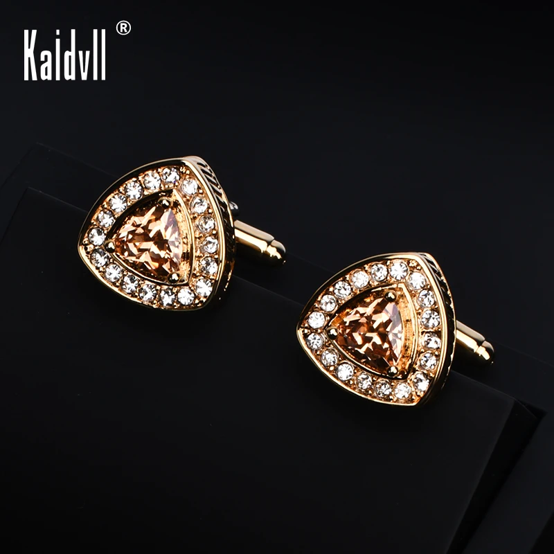 Кристалл горный хрусталь CZ запонки мужские свадебные деловые рубашки 18K позолоченные запонки