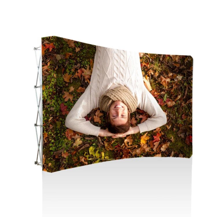 Portable Aluminum Pop up Exhibition Stand Curved Straight Backdrop Wall Display with Tension Fabric for Advertising Trade Shows