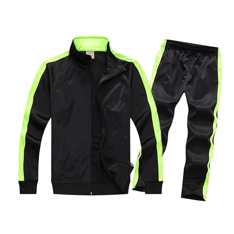 Popular And Hot Black Sweat Suit Mens Jogging Suit Best Black And Green Tracksuits For Autumn