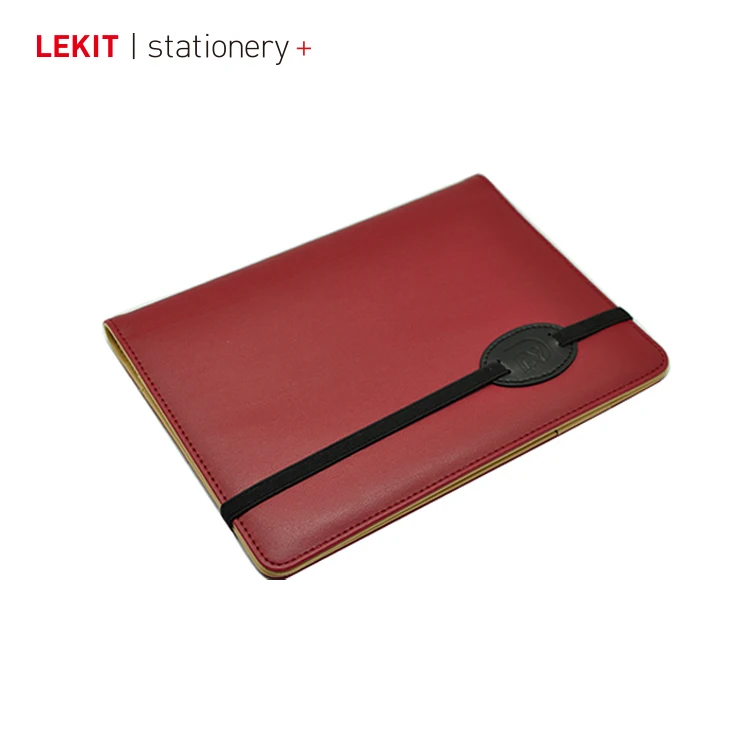 Cover for notebook PU leather cut notebook covers with embossed logo and elastic band closure