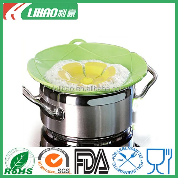 Reusable non-stick Silicone spill stopper lid with Food Grade standard