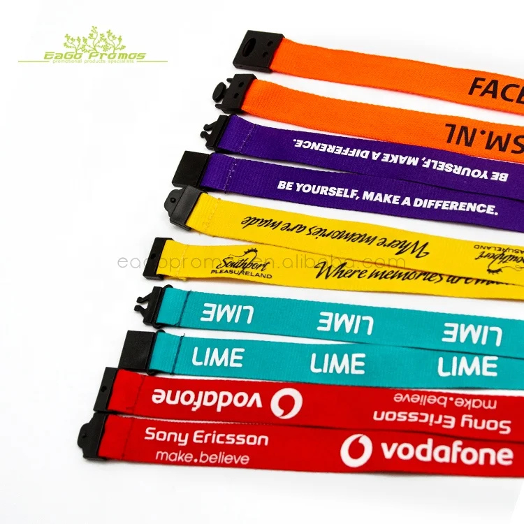 2024 2025 Custom  Silk Screen  Polyester Printed Neck breakaway Lanyard Chain with Matel remove security tag