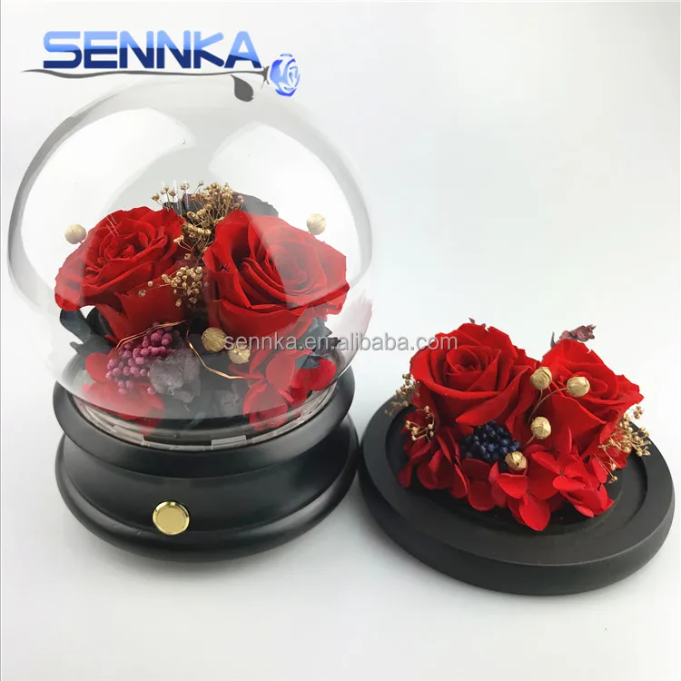 wholesale fresh Preserved flower in glass roses preserved flowers DIY decoration