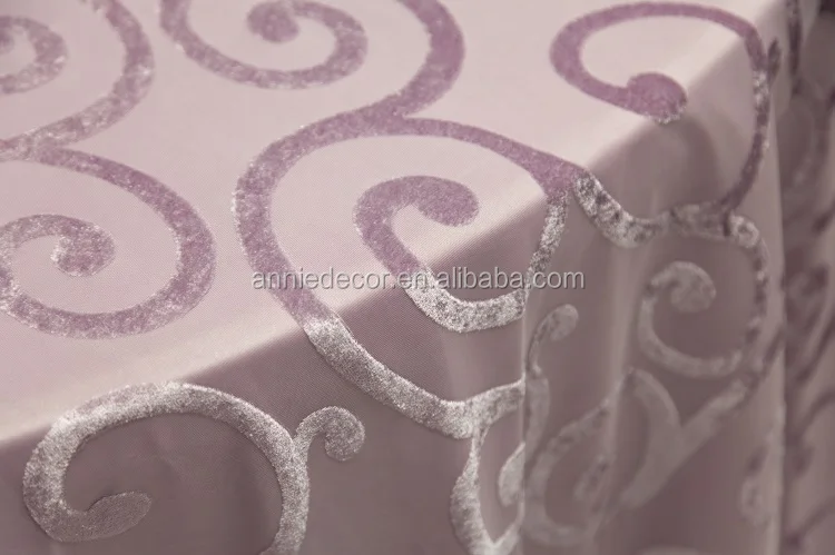 Disposable popular Elegant gougou velvet embroidery round linen table cloth