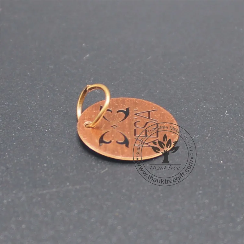 small custom rose gold color brass custom made jewelry tags