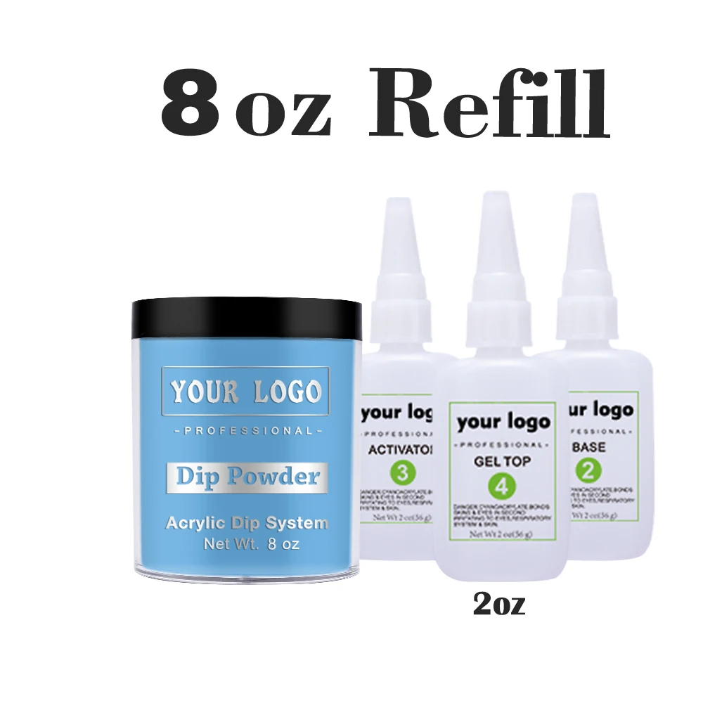 8 OZ Dipping Powder Refill and 2oz Nail Glue Liquid Acrylic for Nail Dipping System