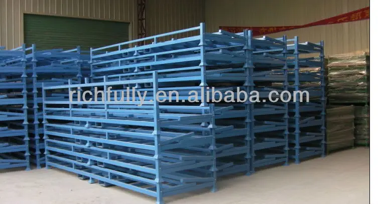 Steel Foldable Stacking Rack used for stock or transport carry long aluminium alloy tubes at workshop or warehouse