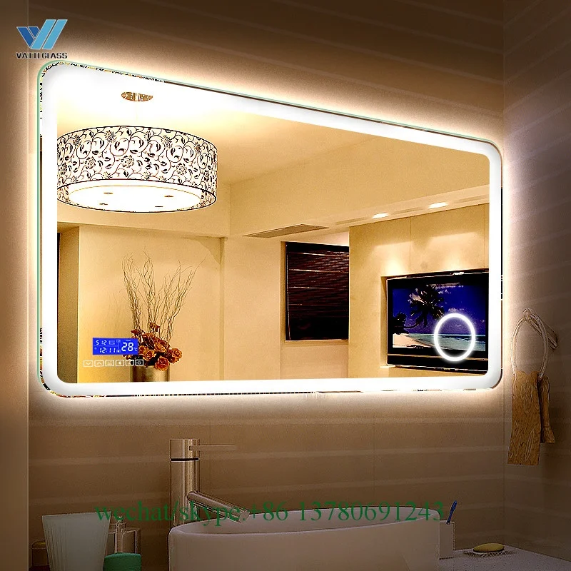 
Hot selling Wall mounted bathroom vanity LED mirror with time and temperature display  (60817931691)