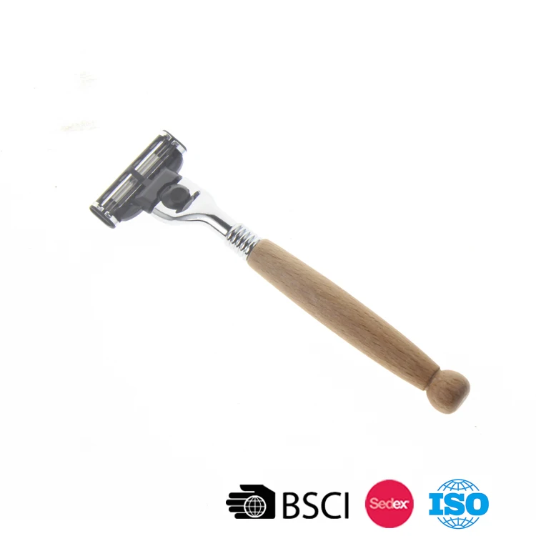 Eco Friendly Wood Handle Big Free Sample Bathroom Tool Manual Straight Disposable Men Safety Shaving Razor