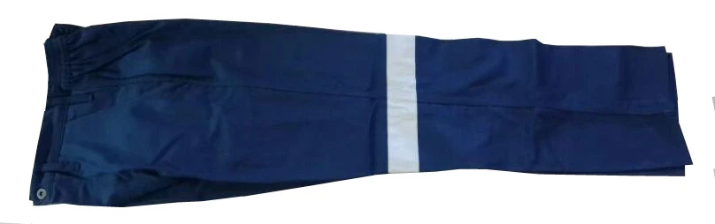 2 pieces blue cotton pants and jacket work overalls with reflective tapes