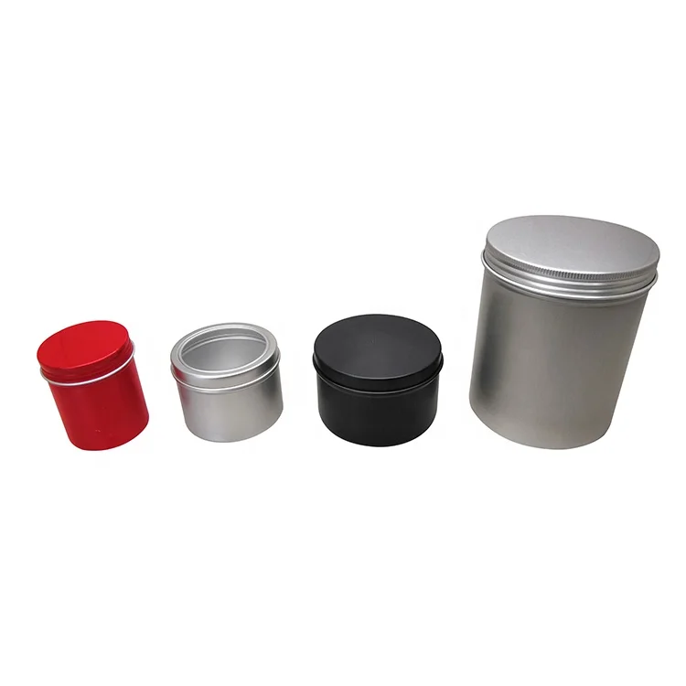 Custom printed 4oz silver matte black gold red candle jar tin new small tall aluminum jars tins with lid