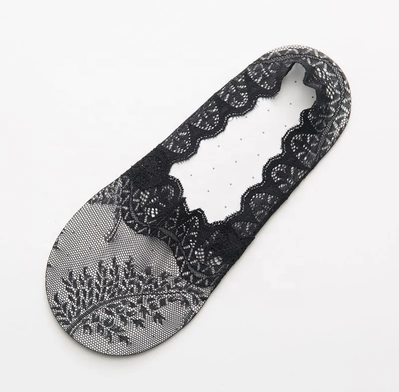 Wholesale Summer women Silica Gel Lace Boat Socks Invisible Cotton Anti-Slip Women Lace Socks