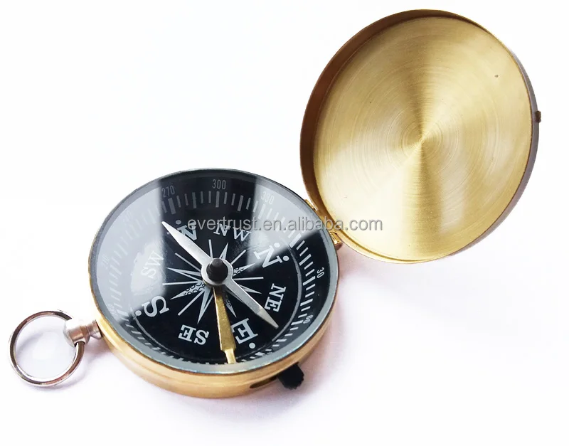 
promotional antique custom gold compass brass compass keychain for hiking 